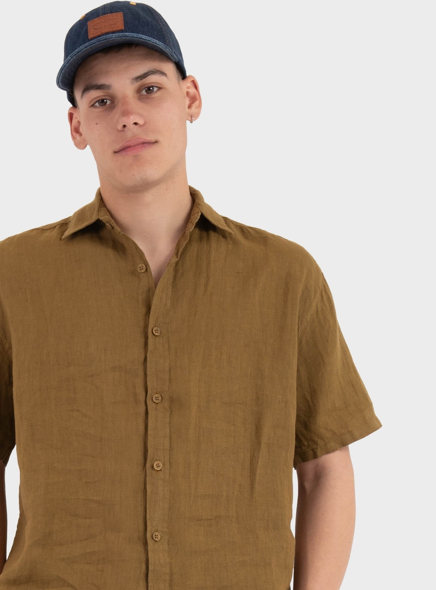 Dirty Laundry Shortsleeve Linen Shirt - Olive 