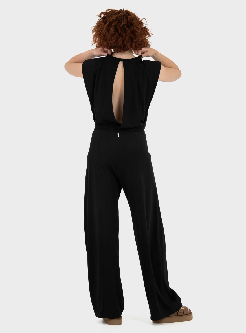 Deha Open Back Jersey Jumpsuit - Black