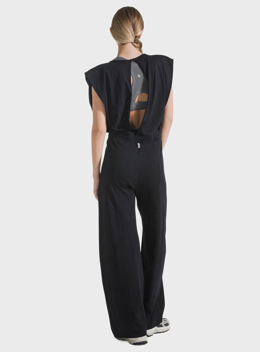 Deha Open Back Jersey Jumpsuit - Black