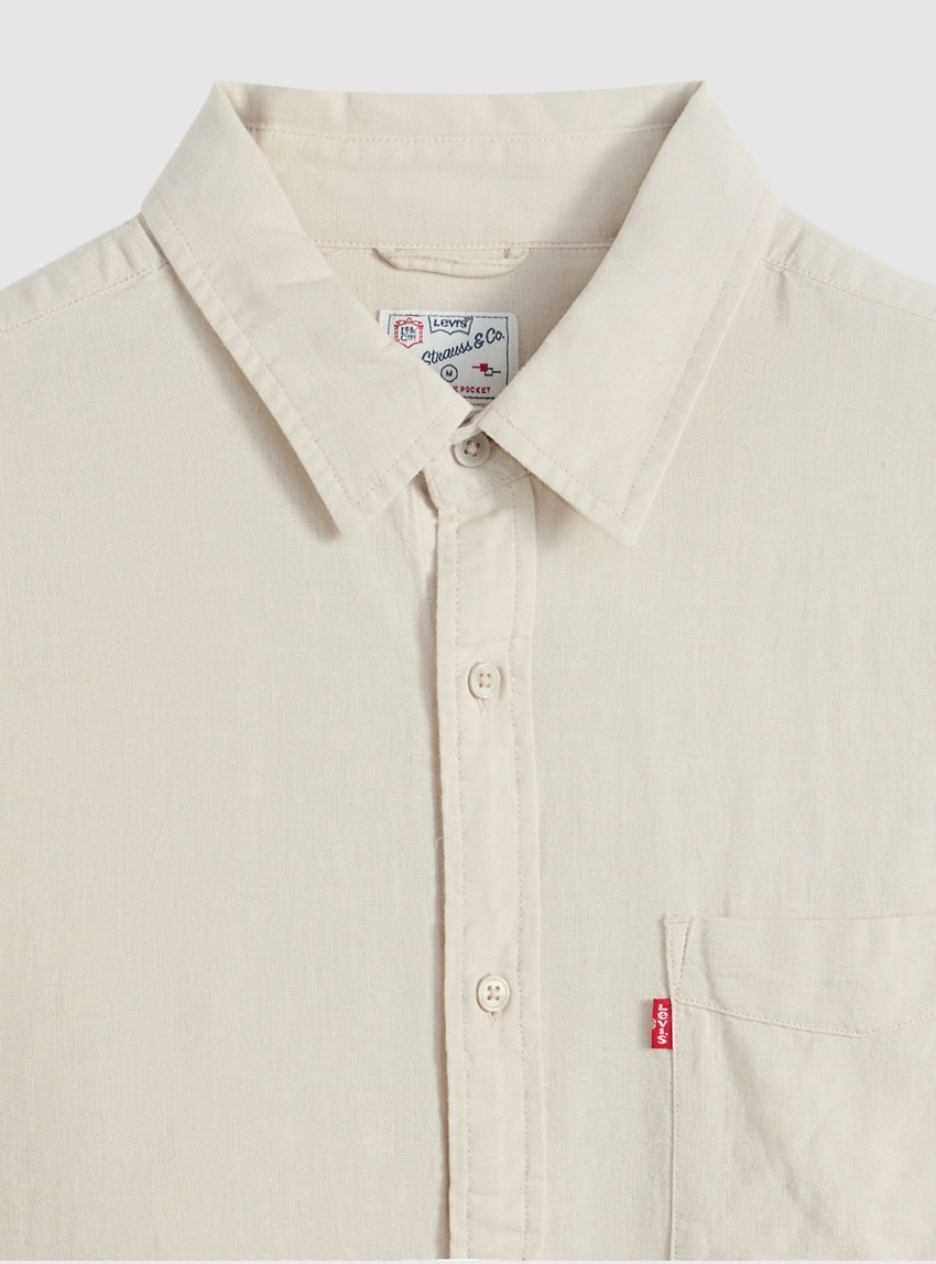 Levi's Sunset One Pocket Standard Fit Cotton Linen Shirt - Pumice Stone