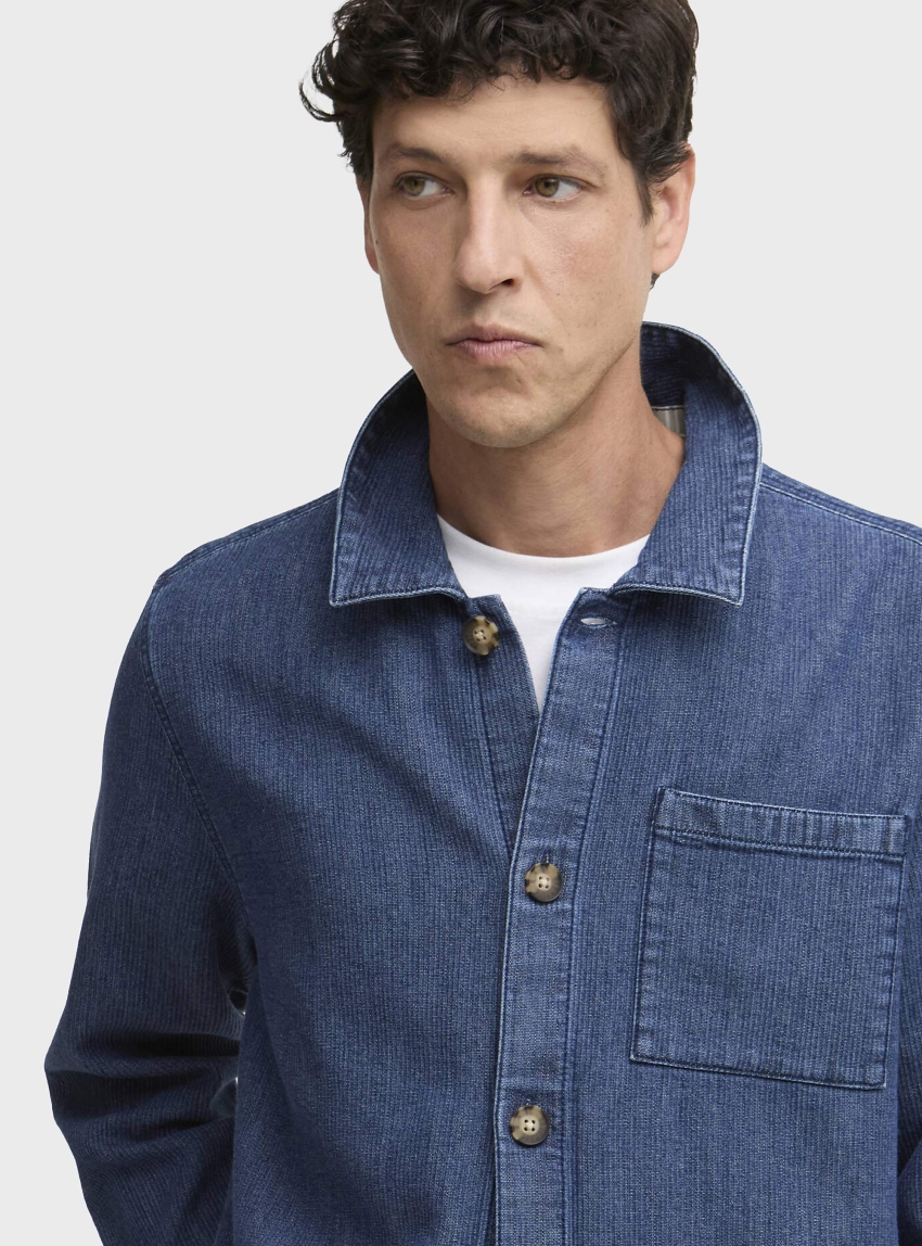 Barbour Aickmen Textured Denim Overshirt - Indigo