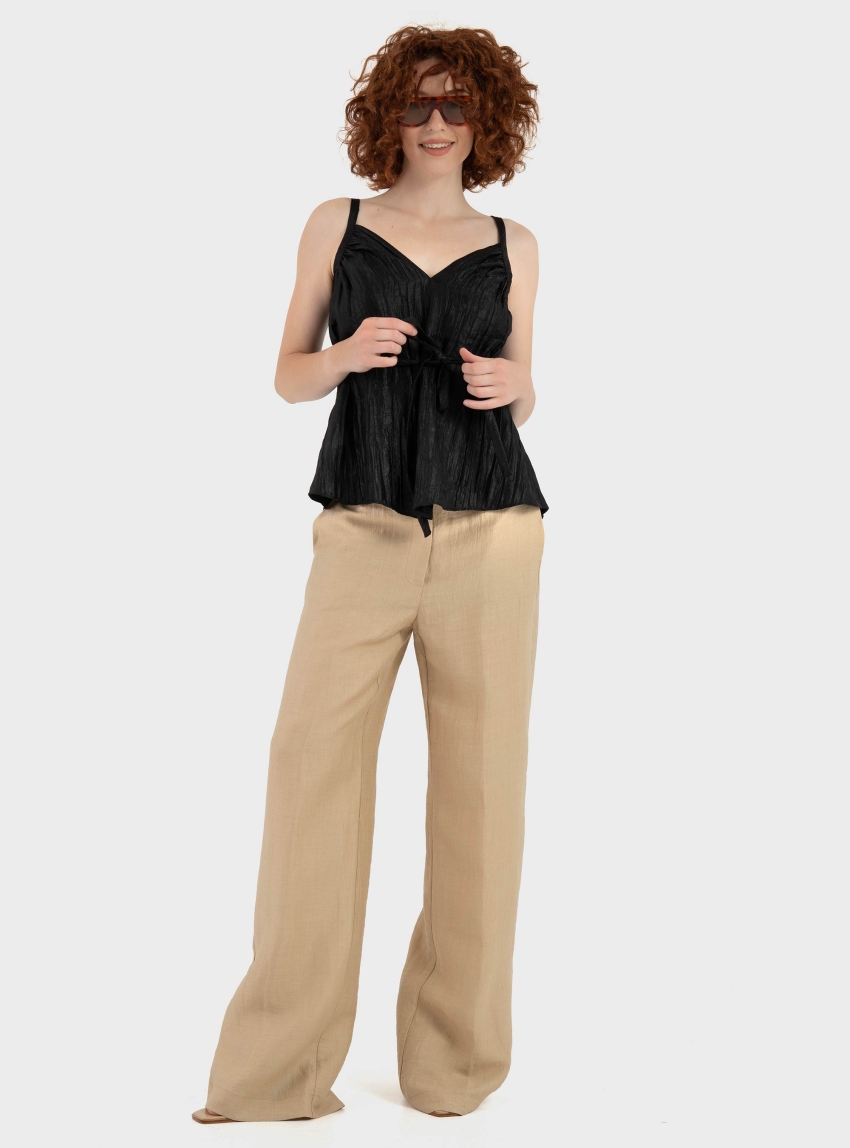 Ioanna Kourbela "Moonlight Reflections" Top With V-Neckline And Ties - Black