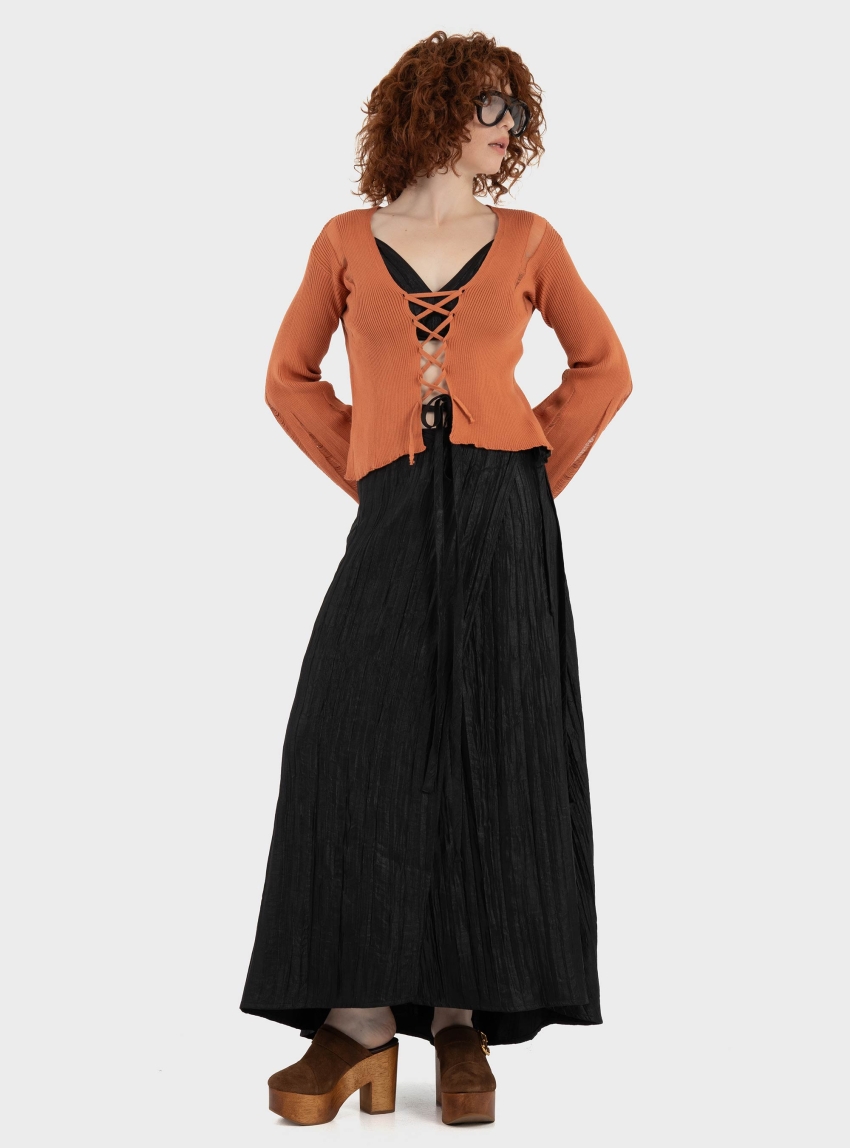 Ioanna Kourbela '"Moonlight Reflections" Maxi Wrap Skirt - Black