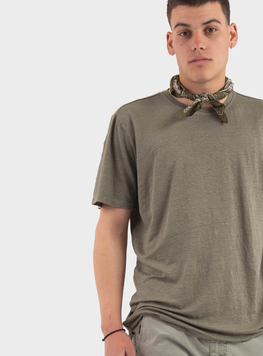 Keeling Linen Crew Neck T-Shirt - Khaki