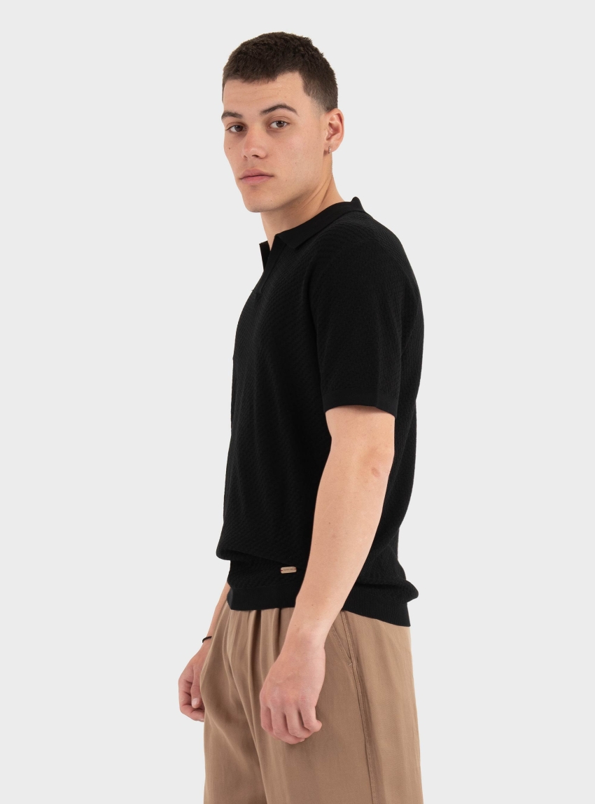 Gianni Lupo Knit Polo Shirt - Black
