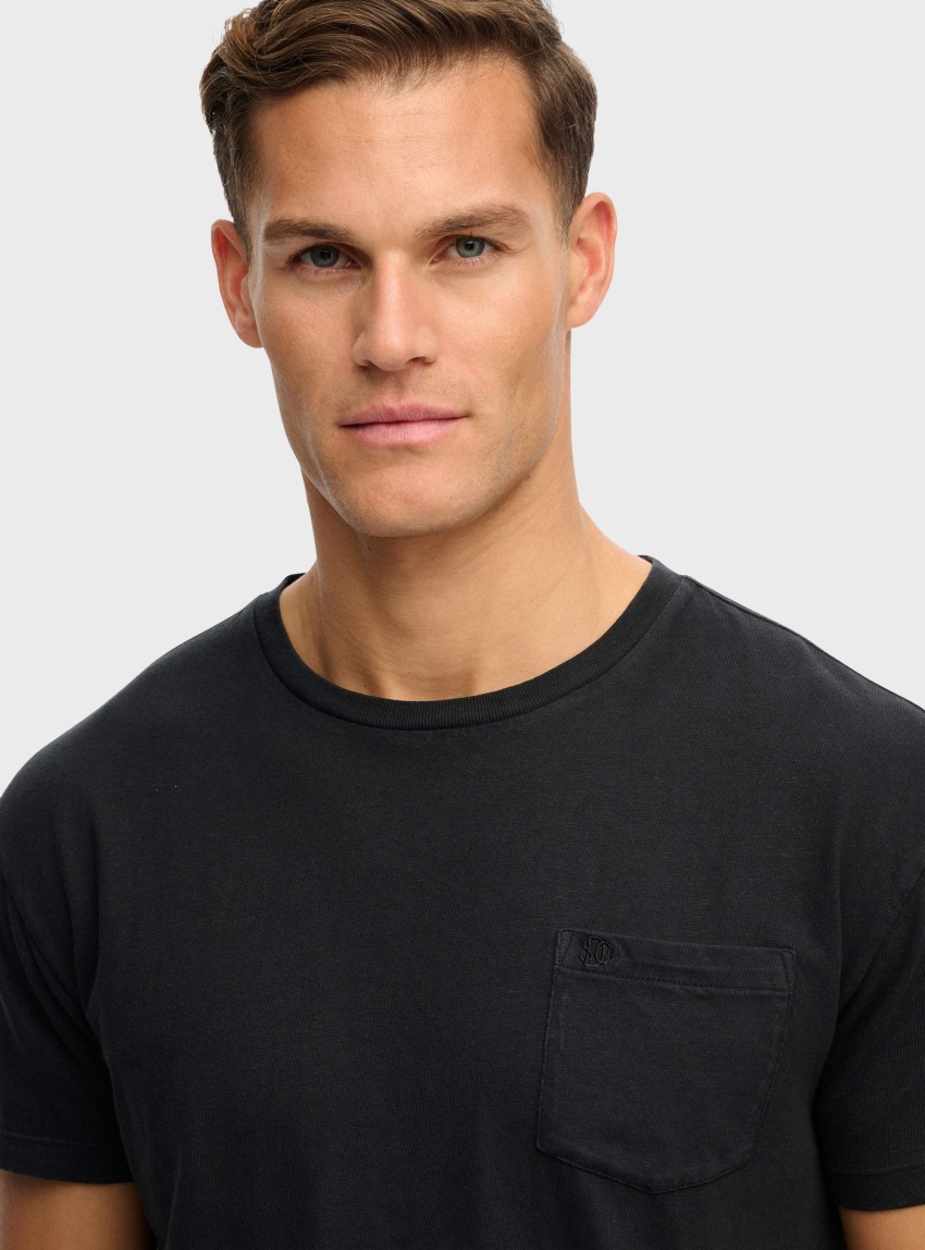 Superdry Classic Cotton Linen Pocket T-Shirt - Jet Black