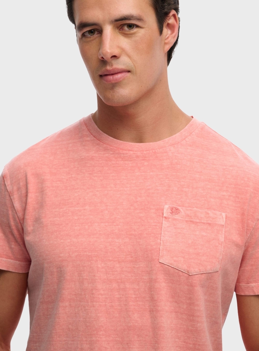Superdry Classic Cotton Linen Pocket T-Shirt - Coral