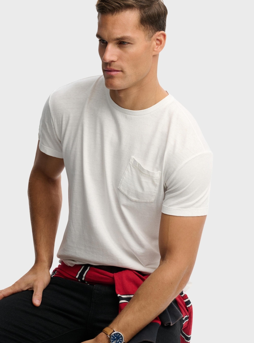 Superdry Classic Cotton Linen Pocket T-Shirt - White