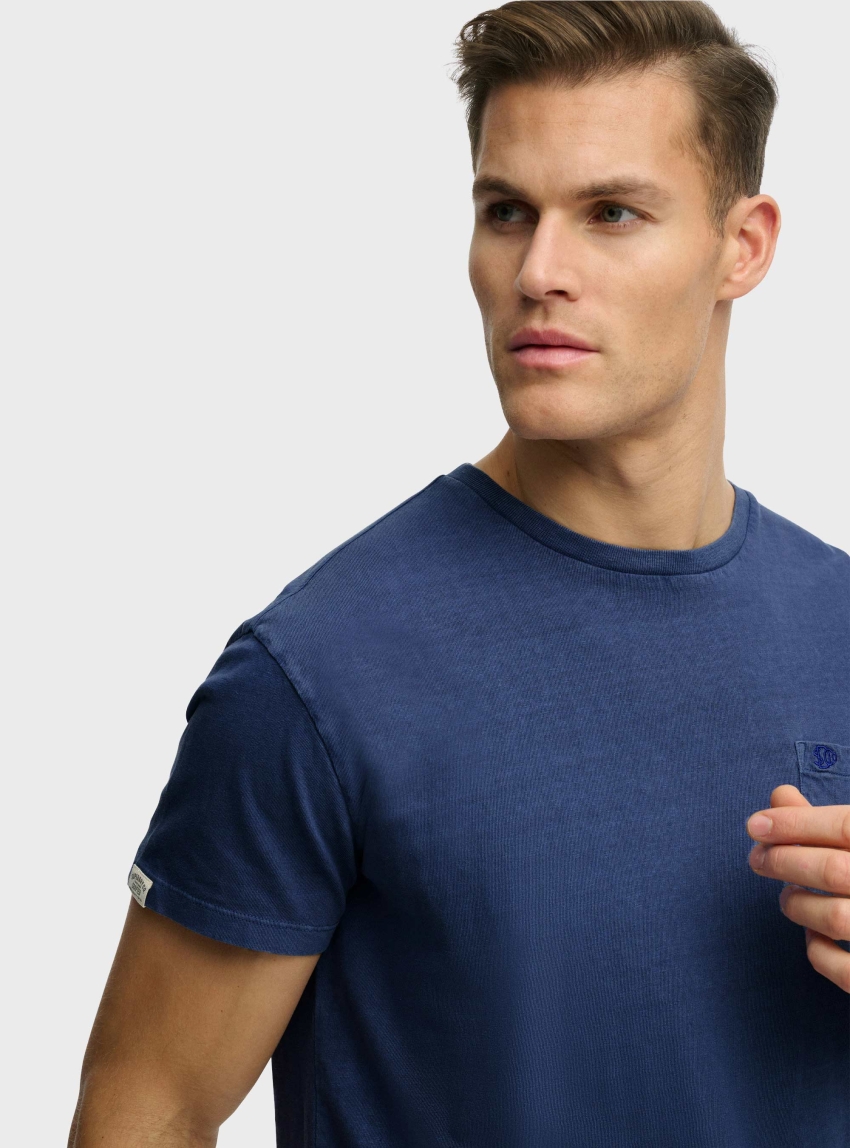 Superdry Classic Cotton Linen Pocket T-Shirt - Blue