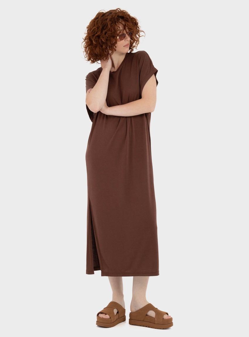 Black & Black  Long Dress - Brown