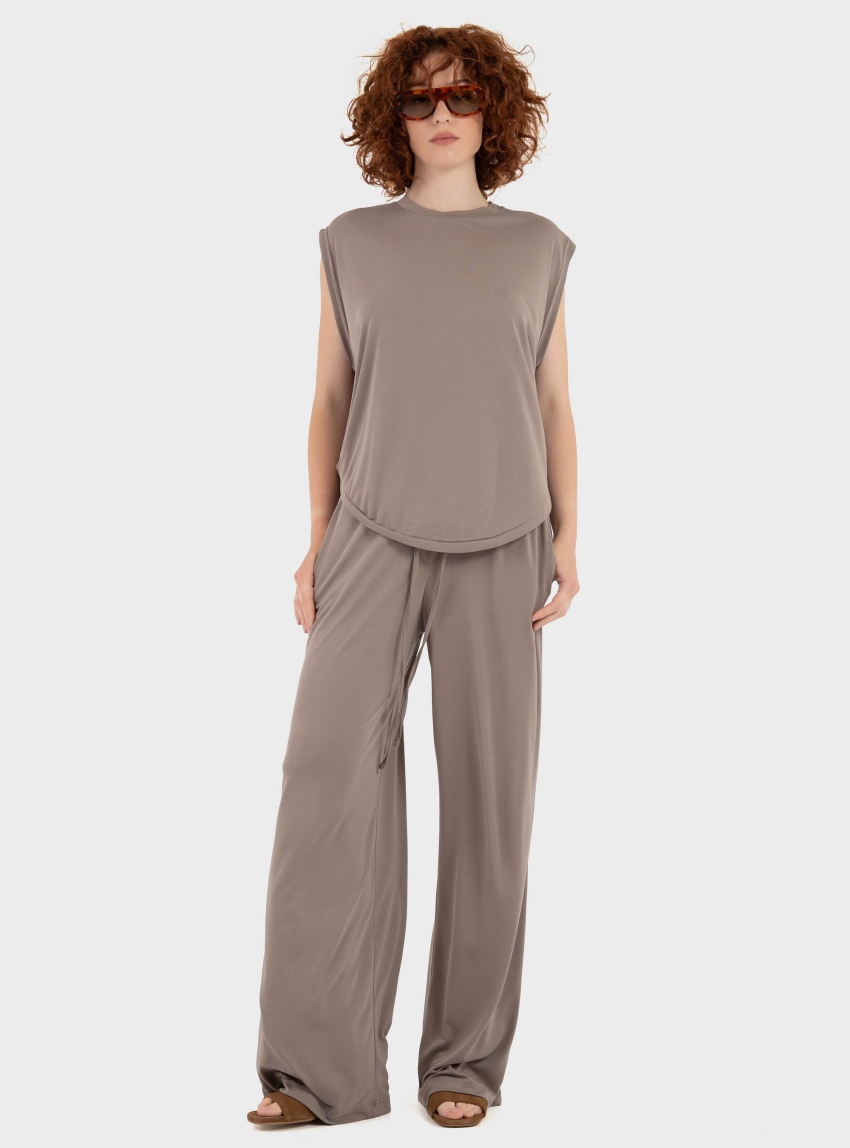 Black & Black  Loose Pants - Taupe