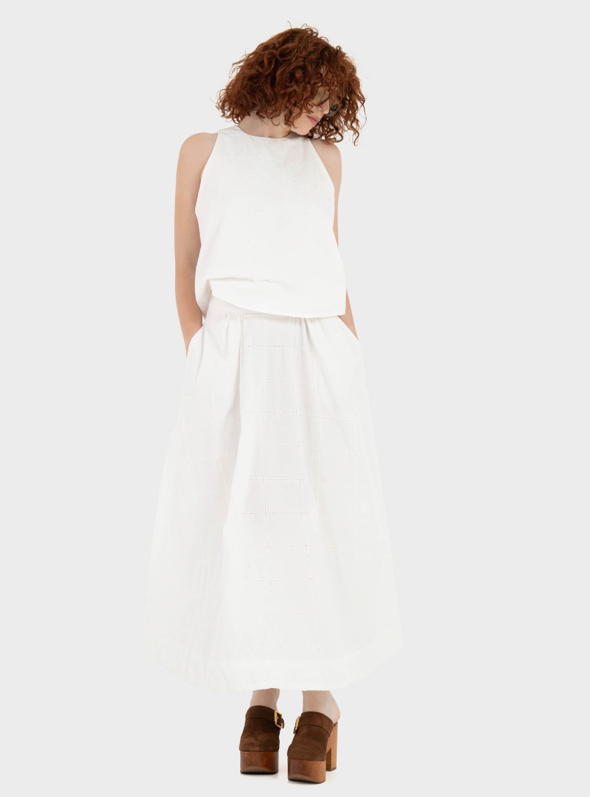 Black & Black  Skirt - White