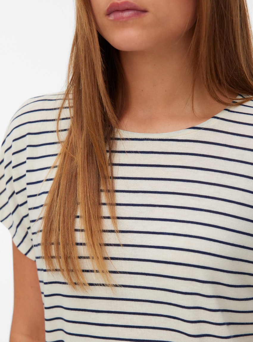 Vero Moda Holli Cap Sleeve O-Neck Top - Ecru