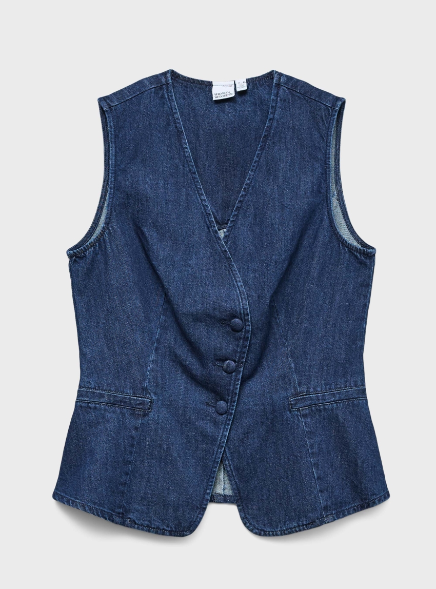 Vero Moda Vita Denim Waistcoat - Blue