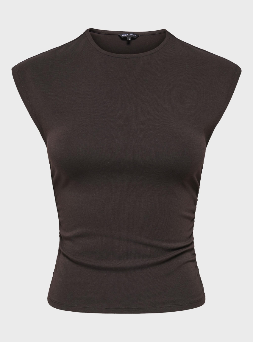 Only Mira Ruching Top - Dark Brown