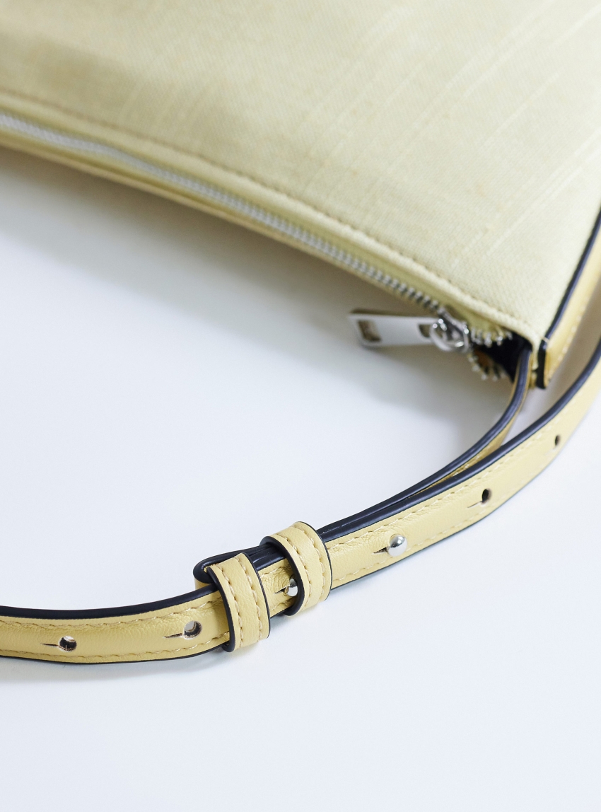 Topshop Curly Canvas Scoop Shoulder Bag - Lemon