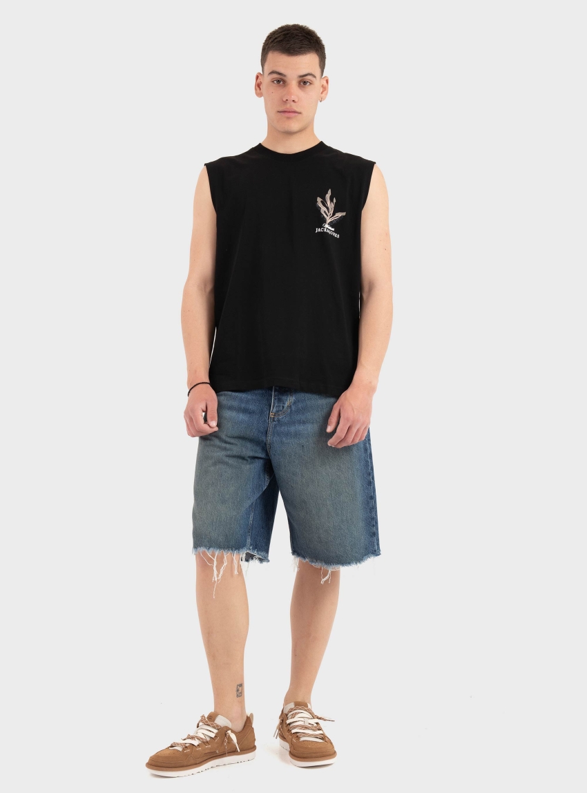 Jack & Jones Montauk Graphic Sleeveless Tee - Black