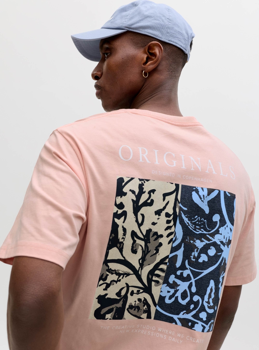 Jack & Jones Montauk Back Print Tee - Peach