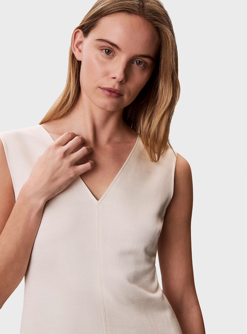 Calvin Klein Textured Shine Mini Dress - Ecru