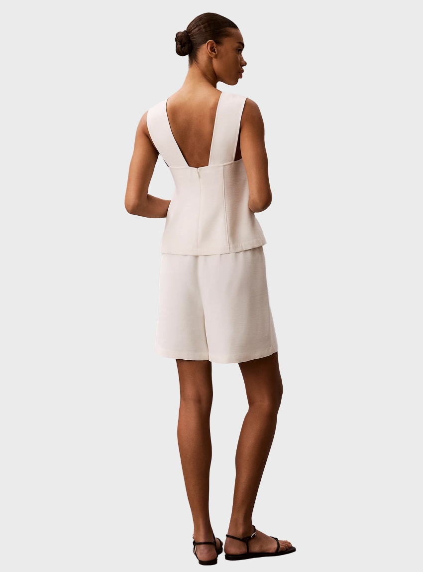 Calvin Klein Textured Sleeveless Top - Ecru