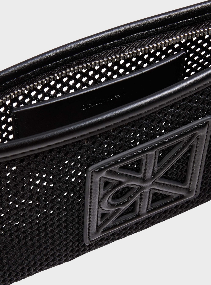 Calvin Klein Convertible Mesh Logo Shoulder Bag - Black