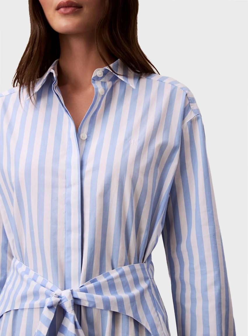 Calvin Klein Yarndye Cotton Poplin Shirtdress - Light Blue