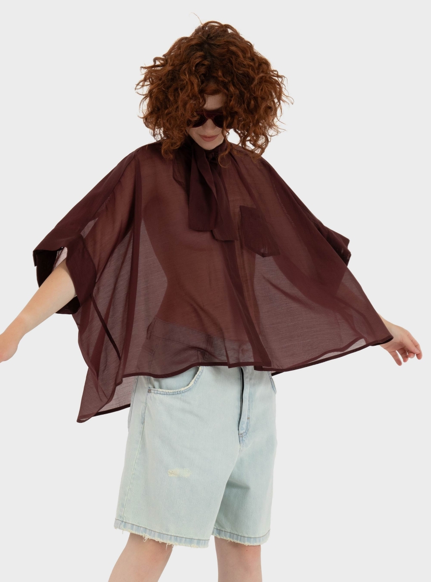 Mei Mei J Tie Top - Bordeaux