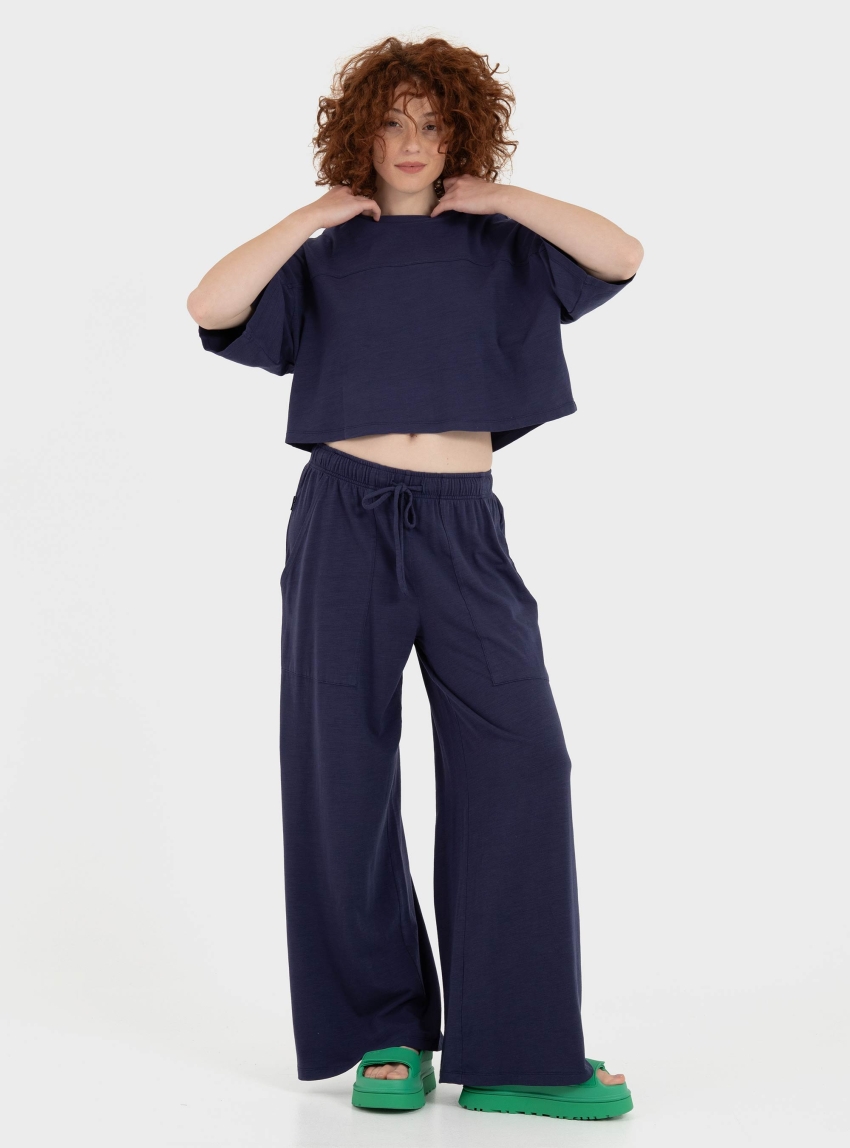 Keeling Loose Cropped T-Shirt - Indigo