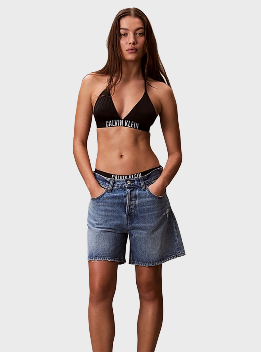 Calvin Klein Halter Triangle Bikini Top - Black