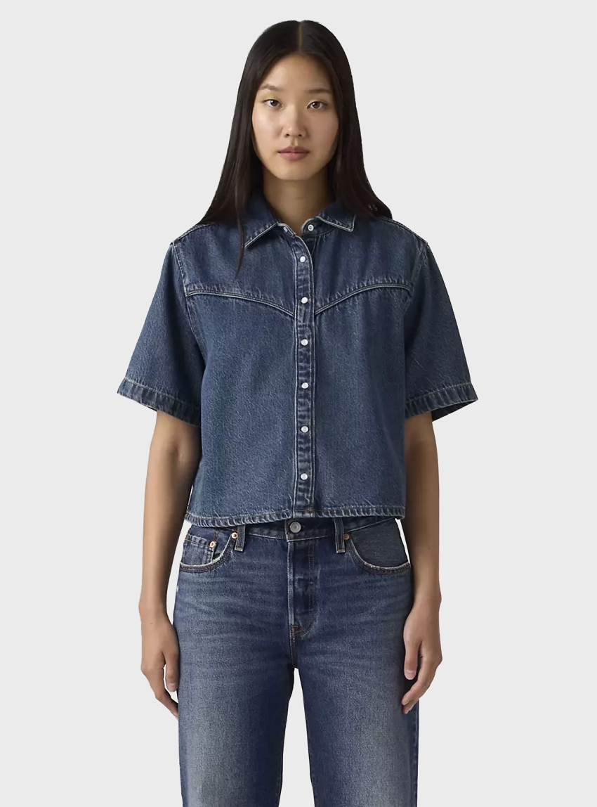 Levi's Logan Short-sleeve Denim Shirt - Dark Aged Denim