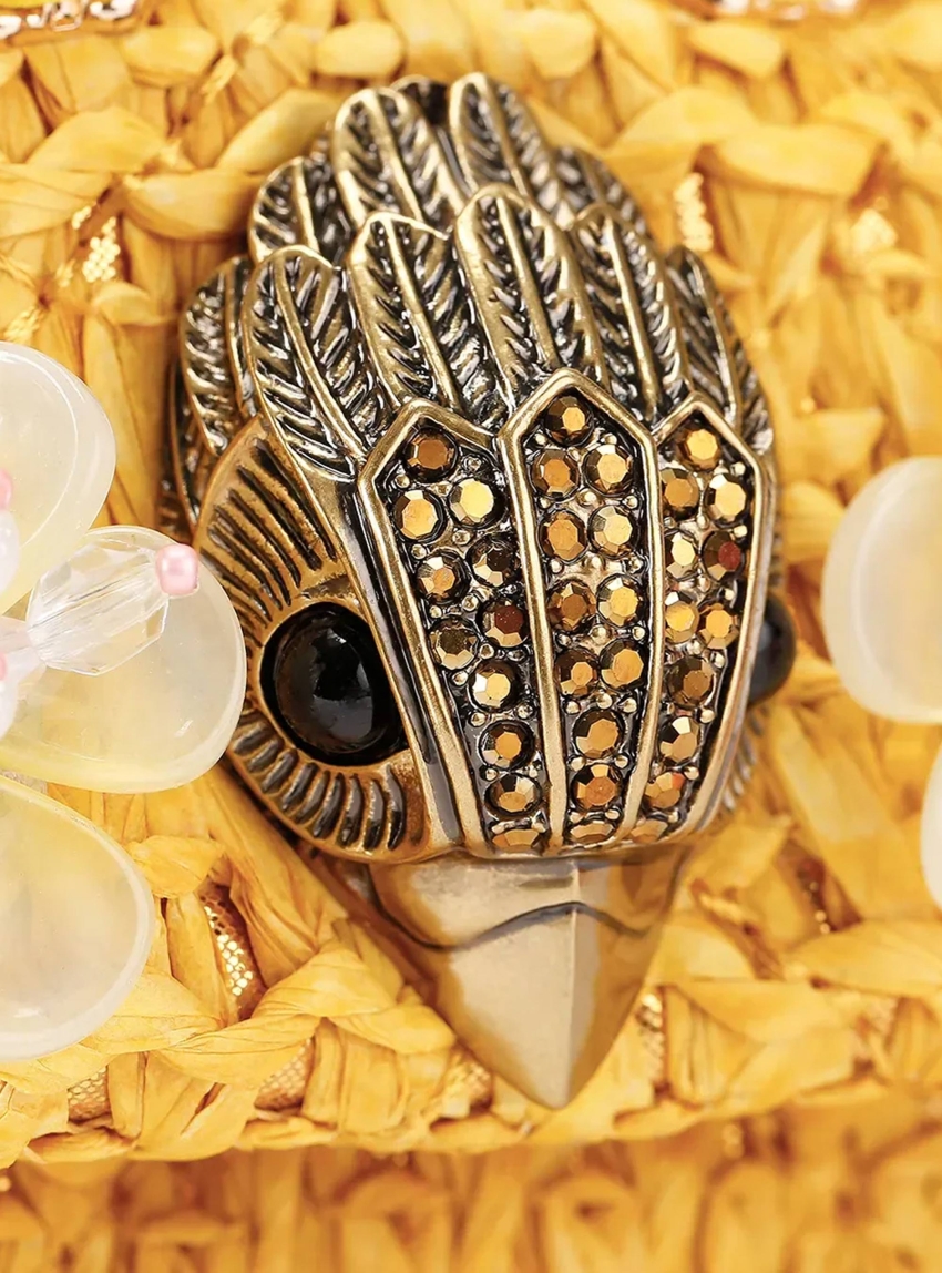 Kurt Geiger Raffia Mini Kensington - Yellow