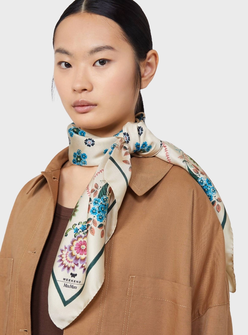 Weekend Max Mara Patterned silk twill foulard - Floral