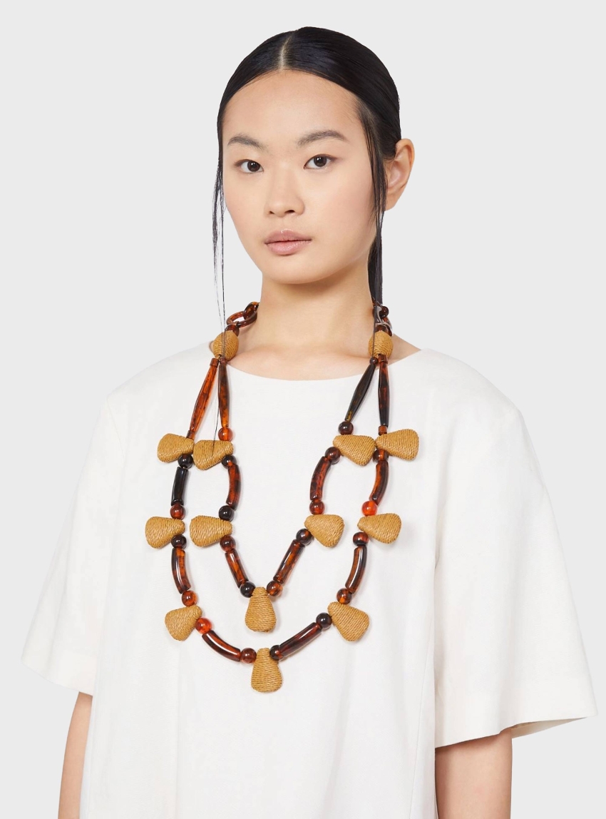 Weekend Max Mara Raffia and resin necklace - Brown