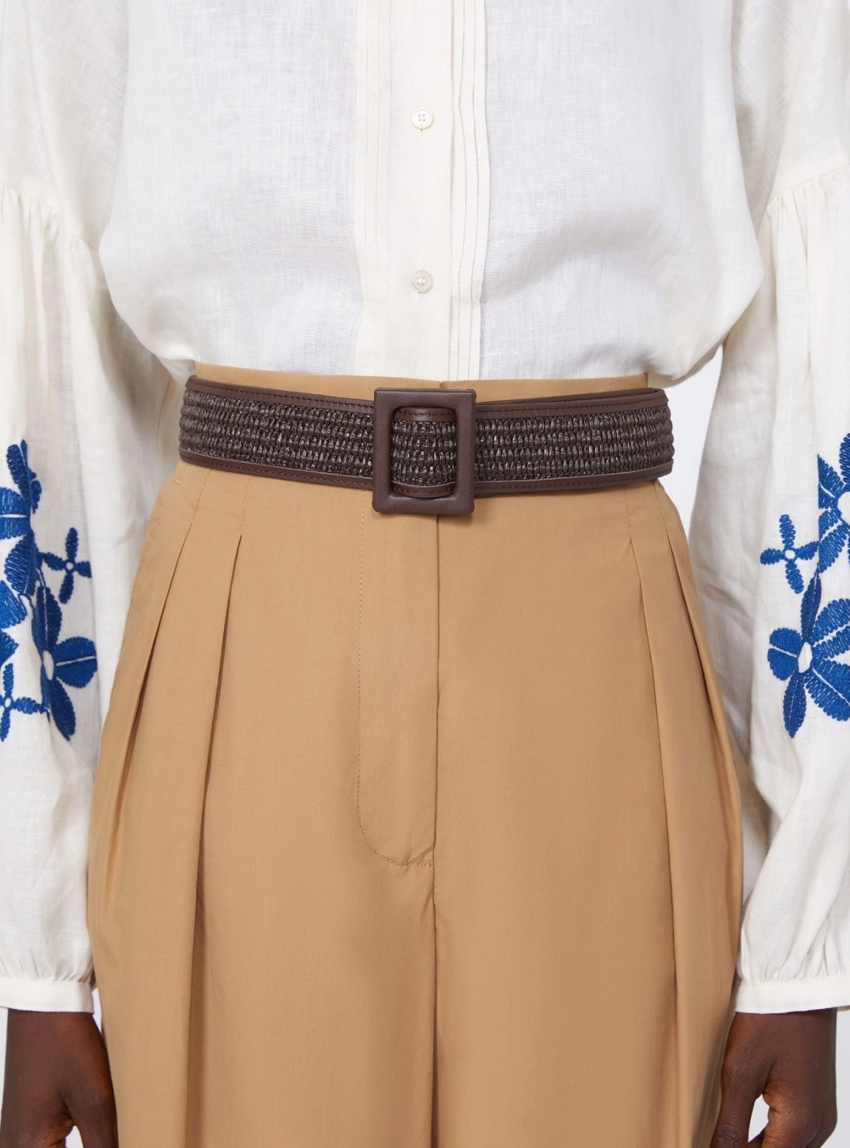 Weekend Max Mara Raffia effect belt - Dark Brown