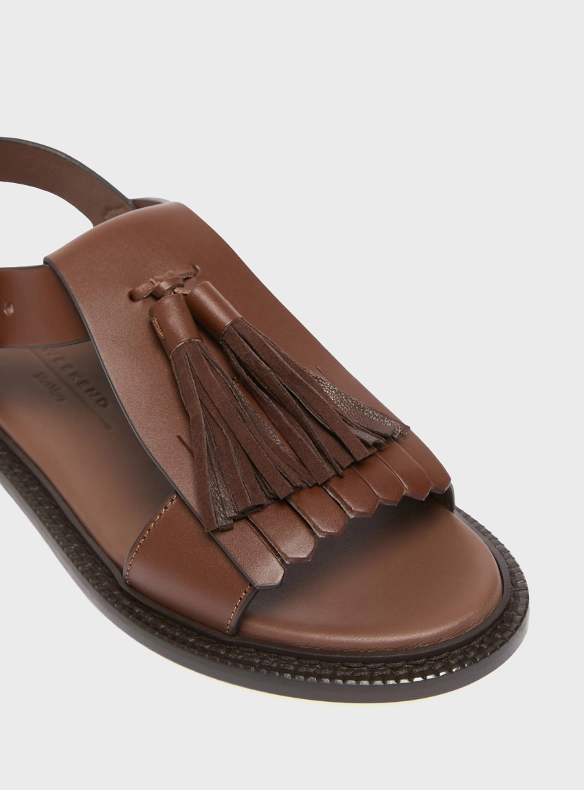 Weekend Max Mara Leather sandals with tassels - Brown