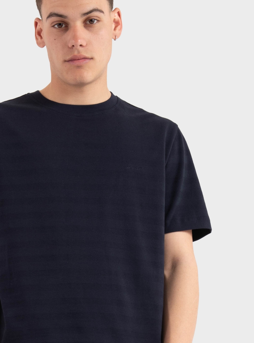 Gant Texture Stripe Regular Fit T-Shirt - Blue