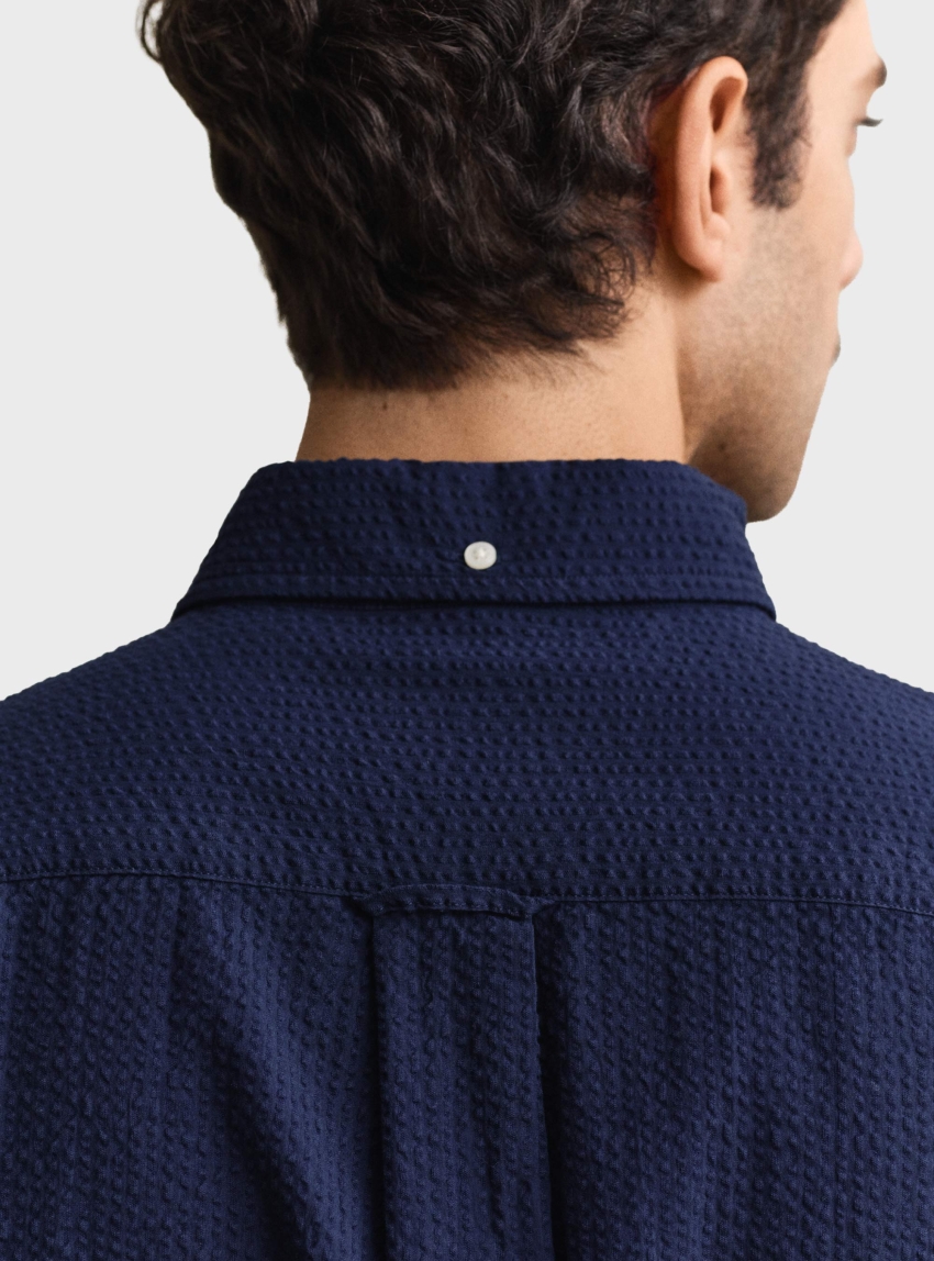 Gant Regular Fit Seersucker Shirt - Blue