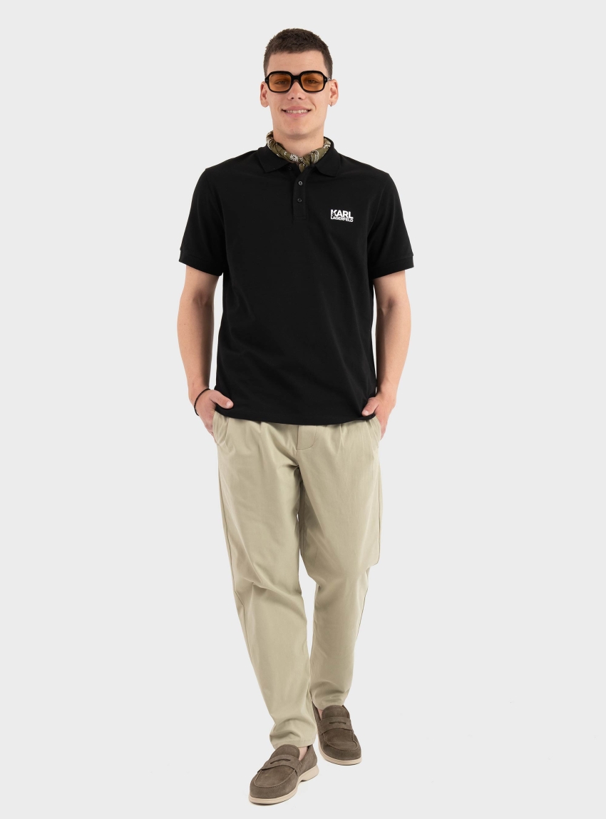 Karl Lagerfeld Logo Polo Shirt - Black