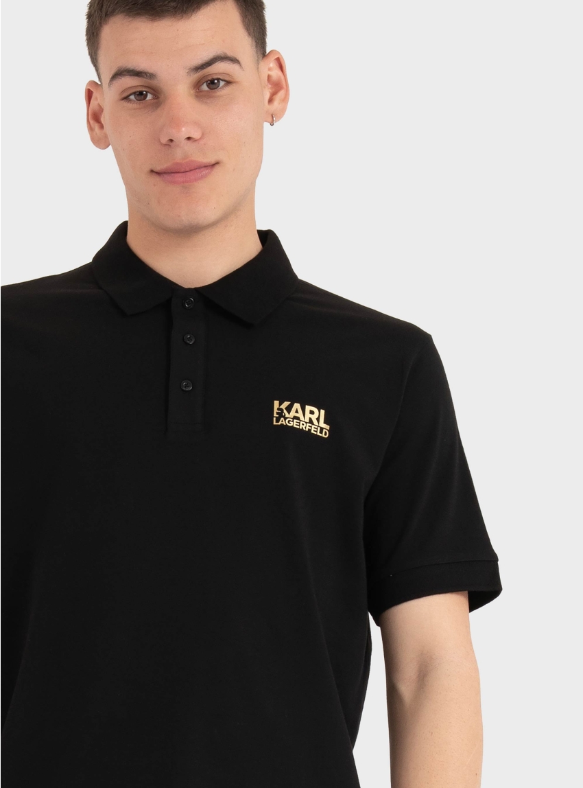 Karl Lagerfeld Logo Polo Shirt - Gold