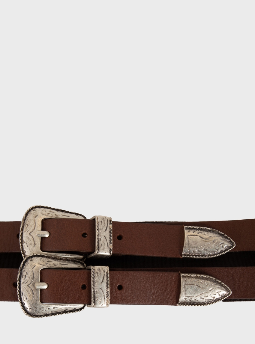 Philia Loft Two Buckle Belt - Brown