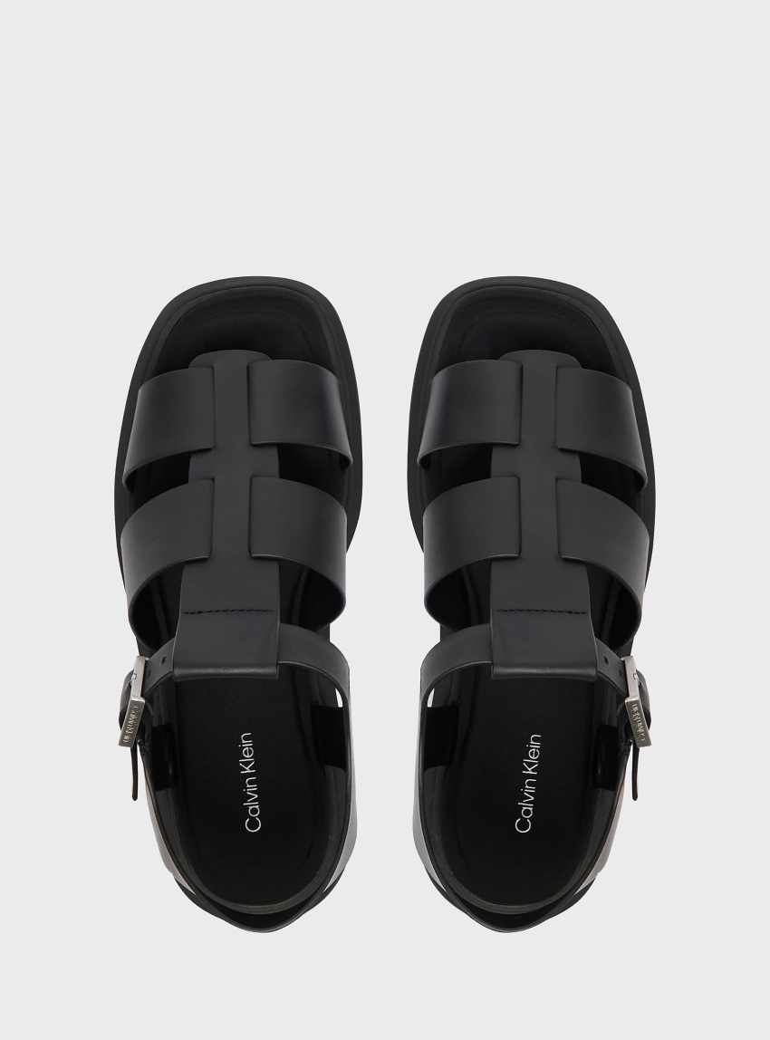 Calvin Klein Melanie - Leather Fisherman Sandals - Black
