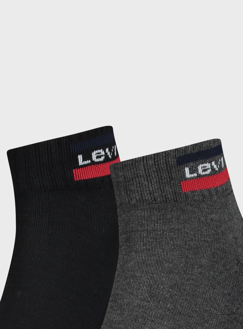 Levis 2-Pack Mid Cut Sport Stripe Socks - Black - Grey