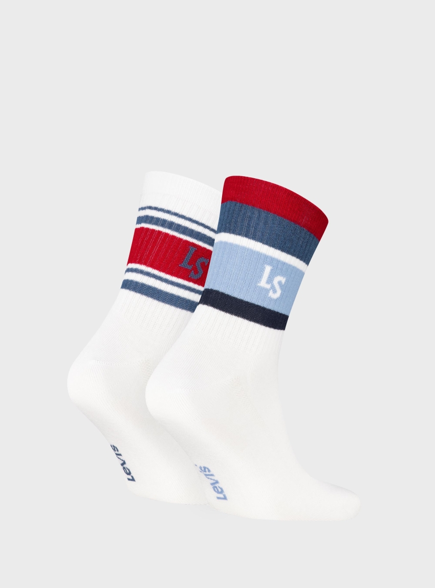 Levis 2-Pack Regular Cut Spost Stripe Socks - White