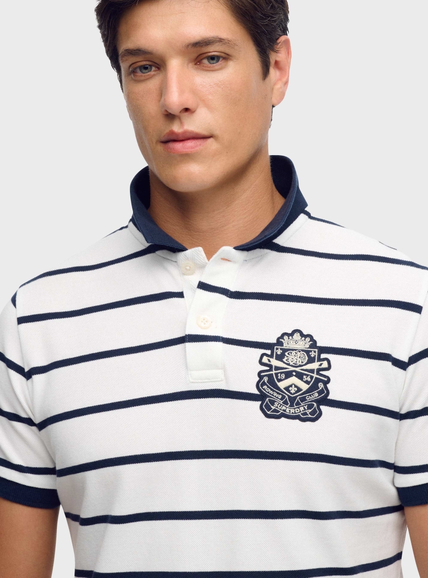 Superdry Crest Stripe Polo Shirt - White