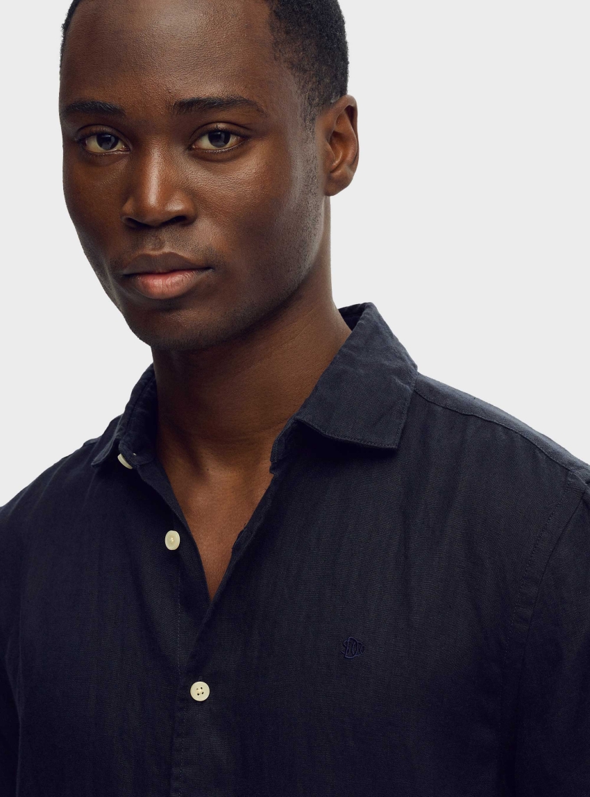 Superdry Riviera Short Sleeve Linen Shirt - Navy