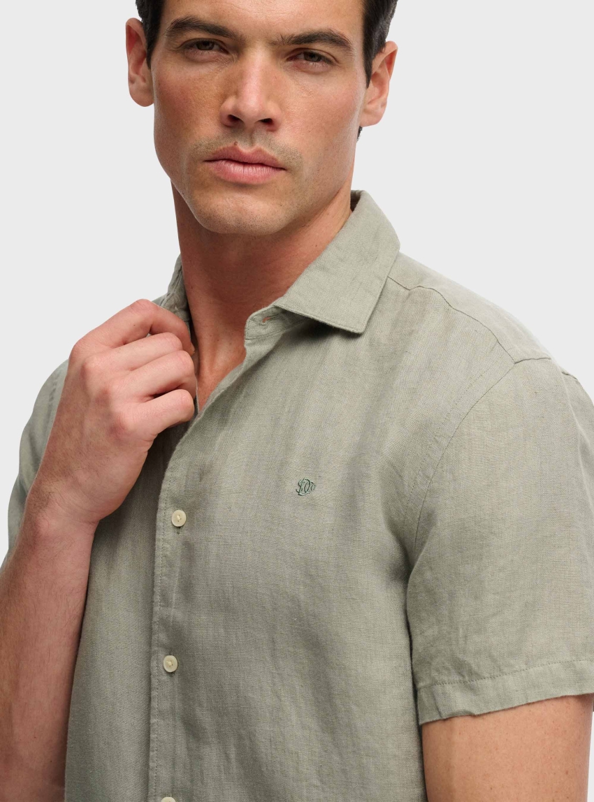Superdry Riviera Short Sleeve Linen Shirt - Green