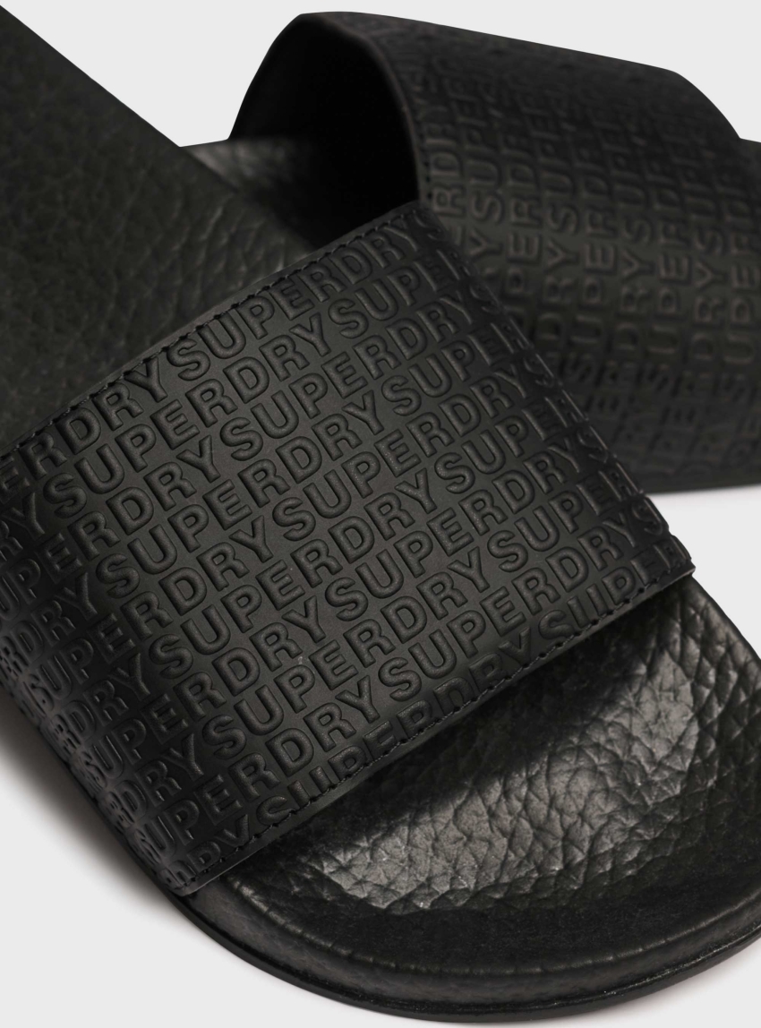 Superdry Monogram Pool Sliders - Black