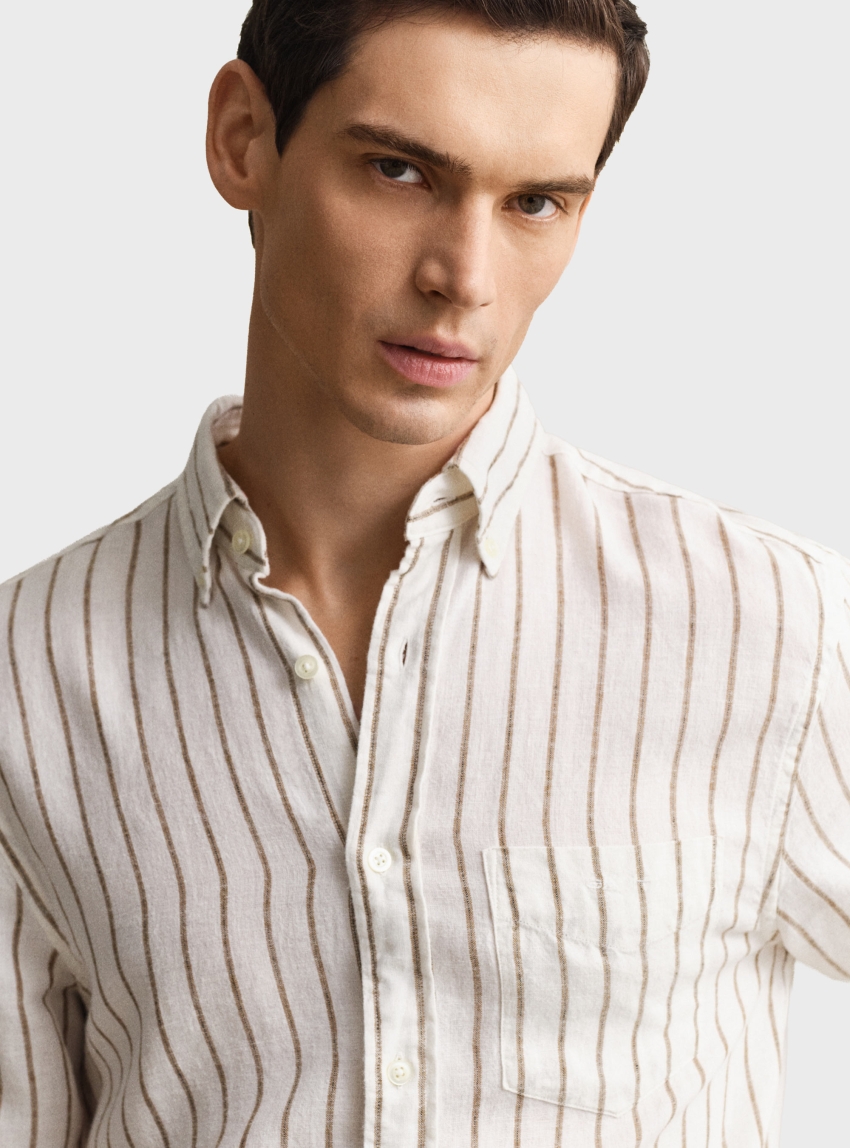 Gant Striped Linen Blend Shirt - Cream
