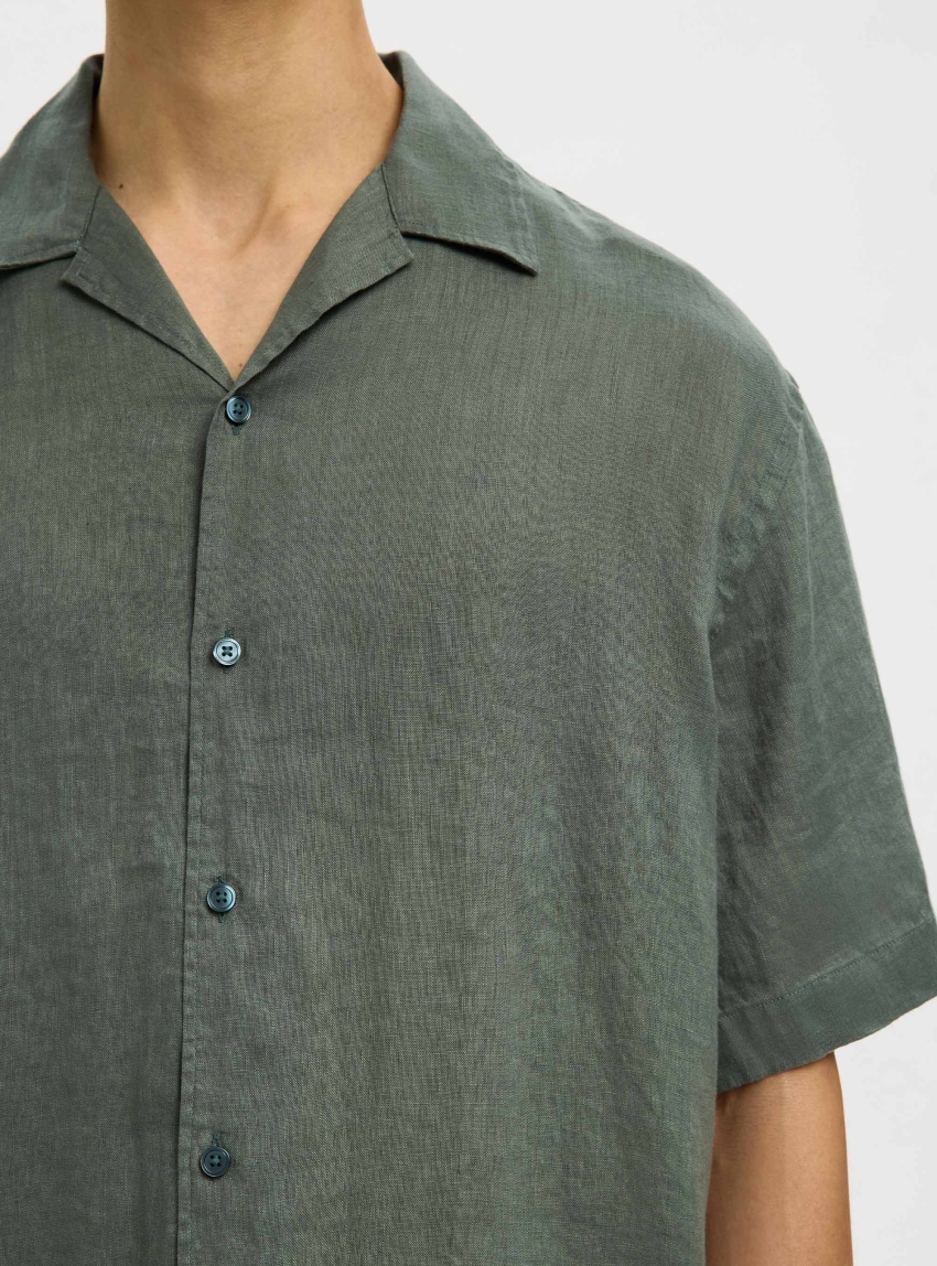 Selected  Relaxed Kylian Linen Shirt Resort - Green