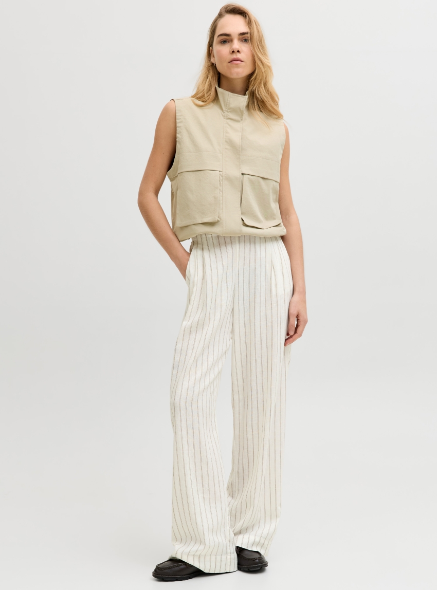JJXX Almira Linen Blend High Waist Pants - Off White